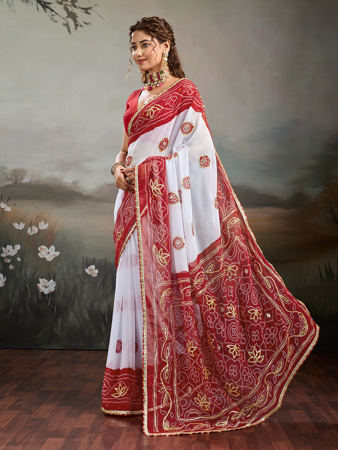 Buy New Festive Special Faag Style Saree with Gotapatti Work KcPc Image 2