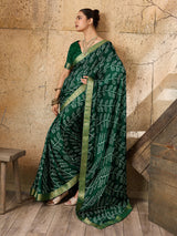 KcPc New Casual Moss Chiffon Bandhani Style Saree Collection KDN