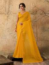 Kota Doria Saree in mustard colour under 1000