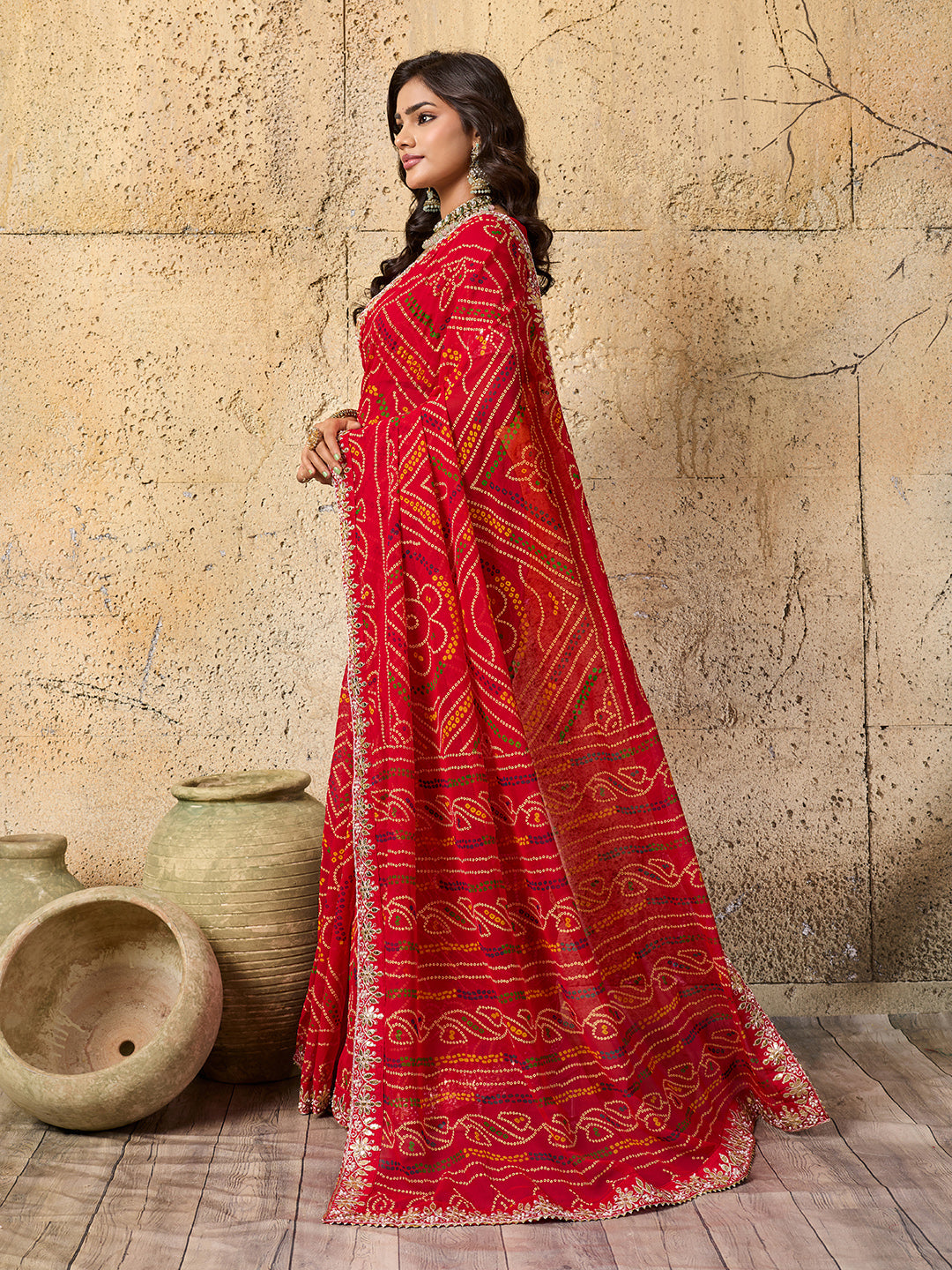 KcPc New Beautiful Georgette Traditional Style Gotapatti Work Saree PDM