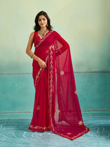 KcPc New Latest Chiffon Bollywood Style Gotapatti Work Saree MHS