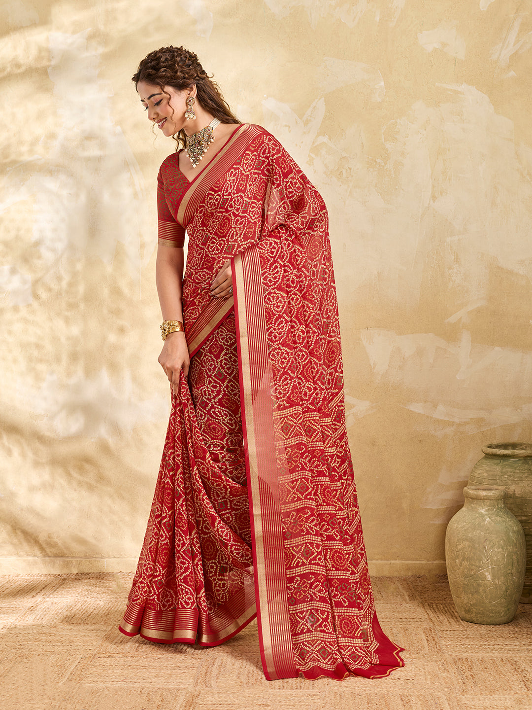 Buy Bandhani Style Saree Kcpc 