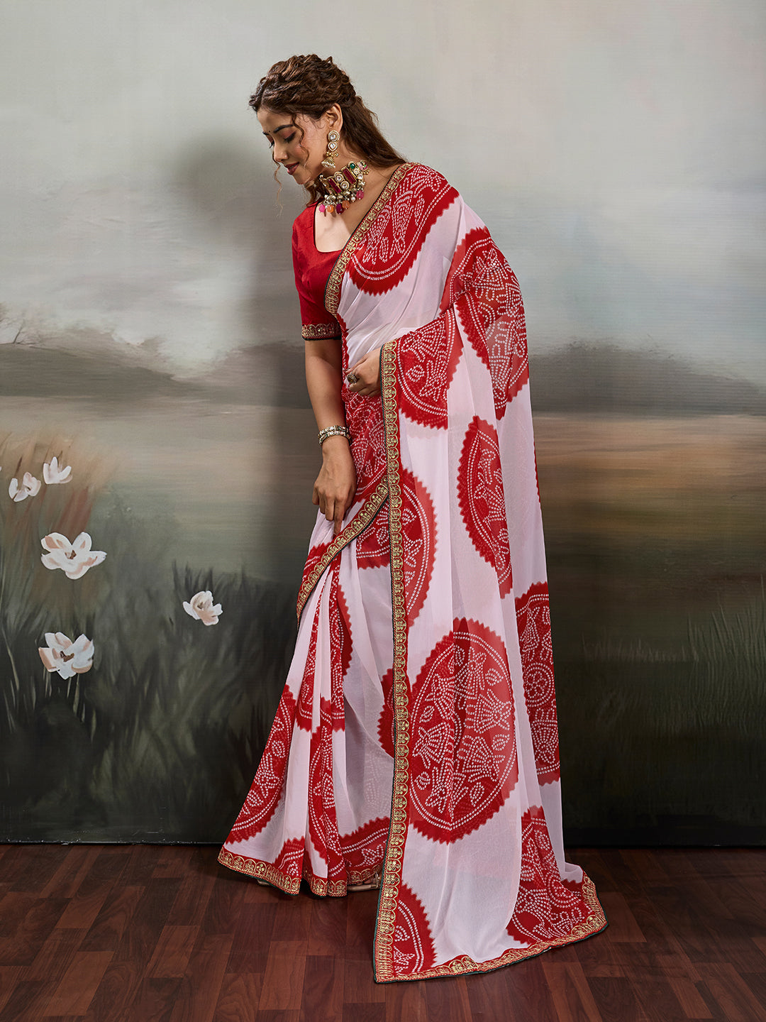 Buy New Premium Bandhani Saree Fine Tari Work Detailing KcPc