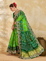 Buy Gaji Silk Saree With Bandhani Style Gota Patti Work KcPc 