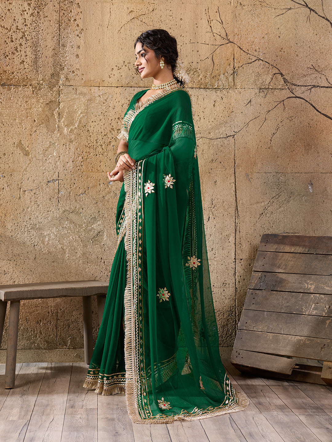 Buy Elegant Pure Georgette Saree with Gota Patti Work Kcpc