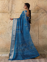  Cotton silk Ajrakh style Saree under 1000