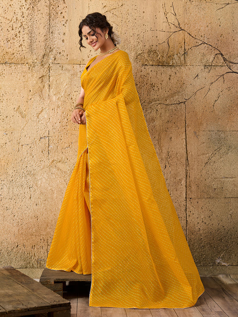 Kota Doria Saree in mustard colour under 1000