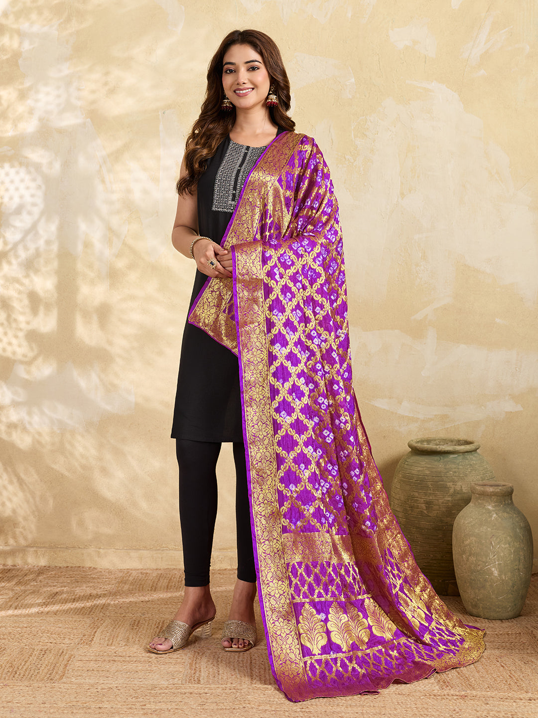 KcPc Special Silk Bandhani Dupatta with Handmade WorkSA