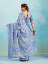 KcPcSpecial Batik Sanganeri Print Banarasi Border Saree STL