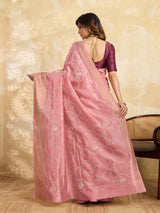 Cotton Silk Gotapatti Work Saree peach colour under 1000