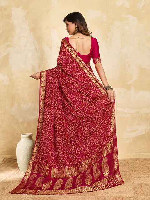 Buy Bandhani Style Saree With Traditional Wear
