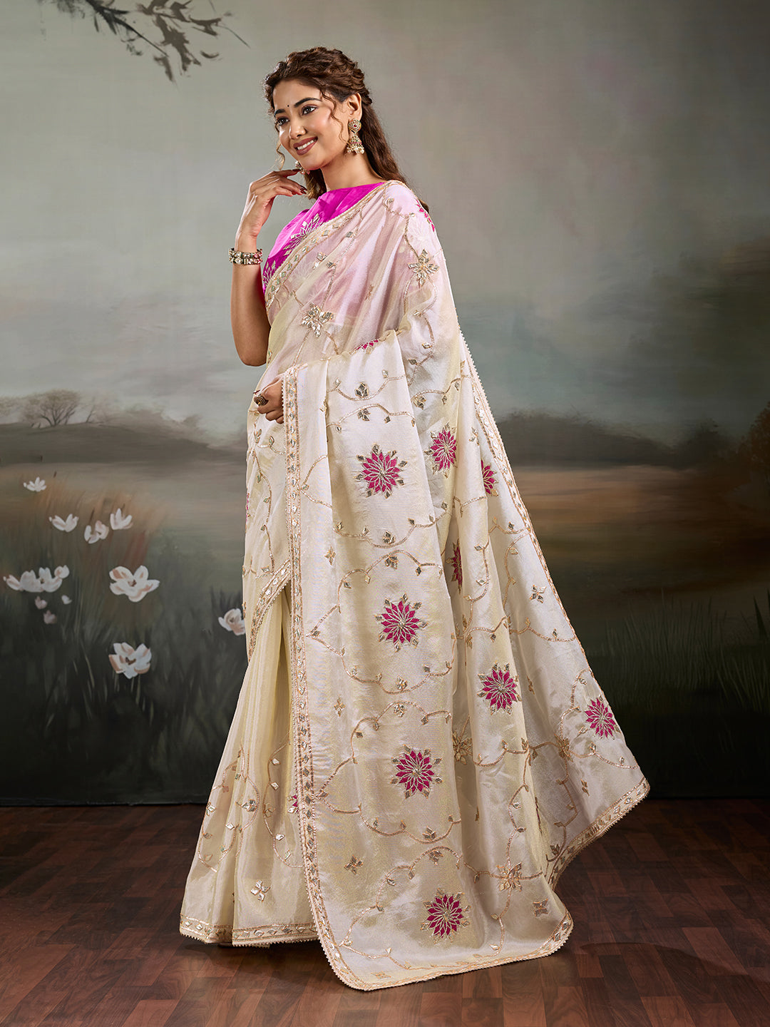 KcPc New Premium Tissue Silk Saree with Gotusser Tapeta Detailing PSF