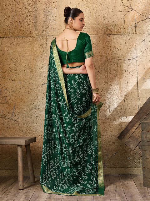 KcPc New Casual Moss Chiffon Bandhani Style Saree Collection     KDN