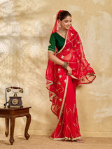 Buy Chiffon Saree Traditional Style With Gota patti Work KcPc