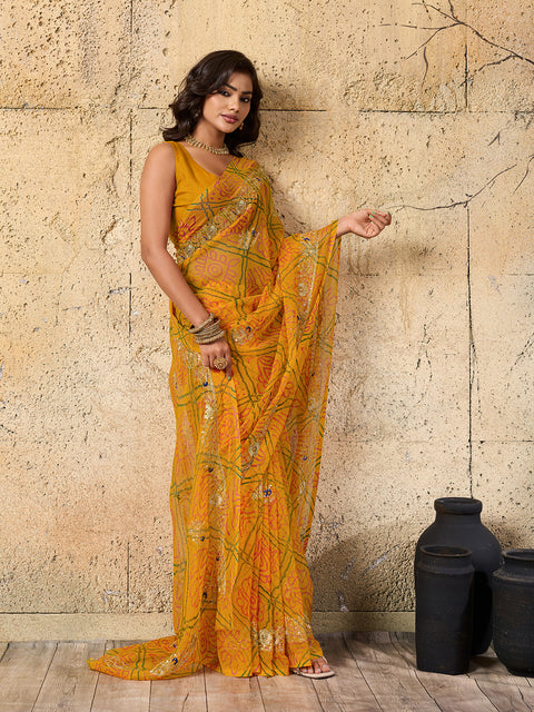 Buy latest Royal Bandhani Georgette Saree With Wedding Wear
