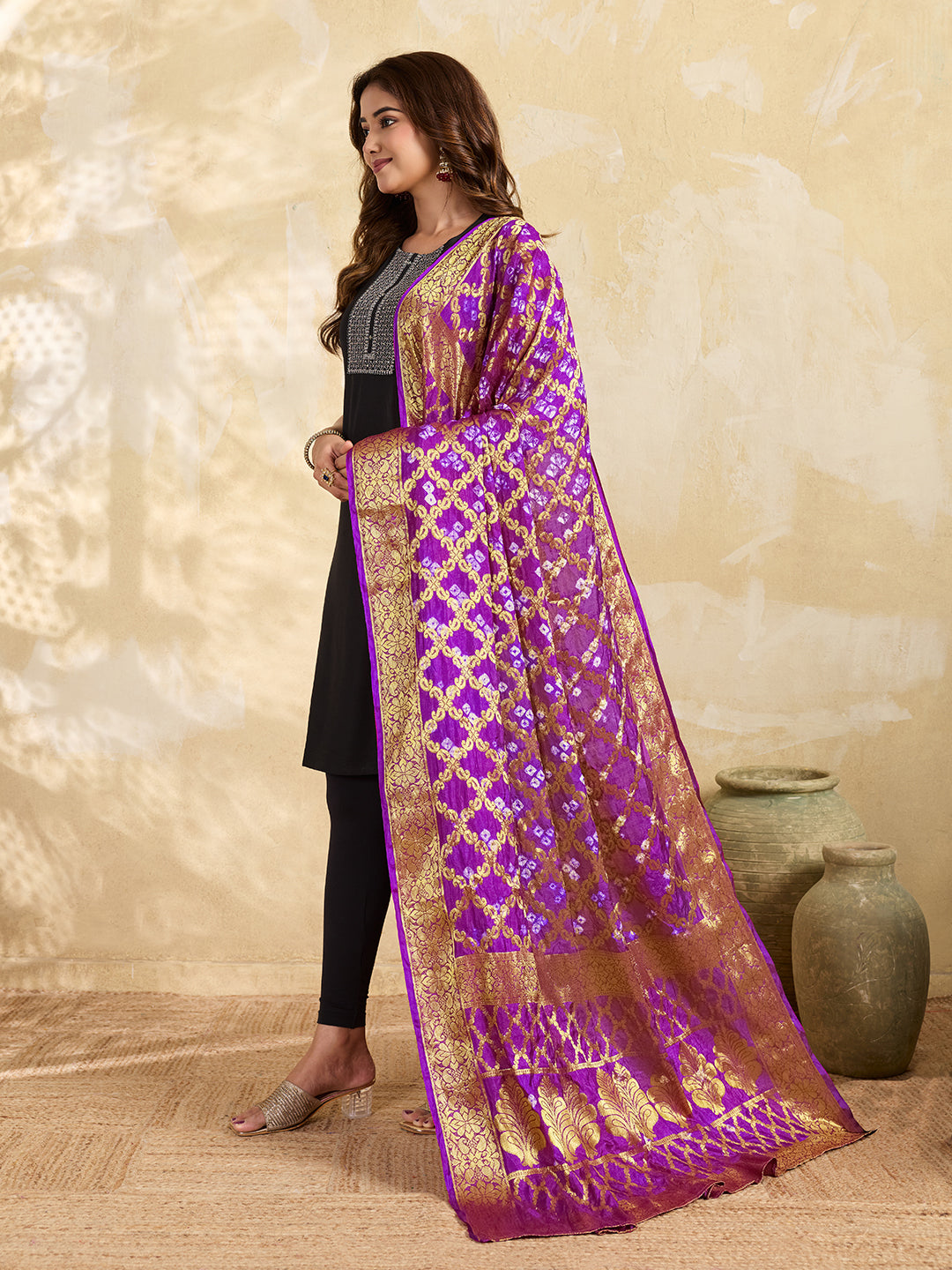 KcPc Special Silk Bandhani Dupatta with Handmade WorkSA