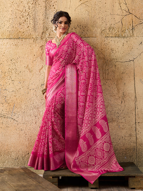 KcPc New Cotton silk Ajrakh style With Ajrakh HandPrint Work Saree STL