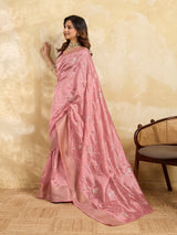 Cotton Silk Gotapatti Work Saree peach colour under 1000