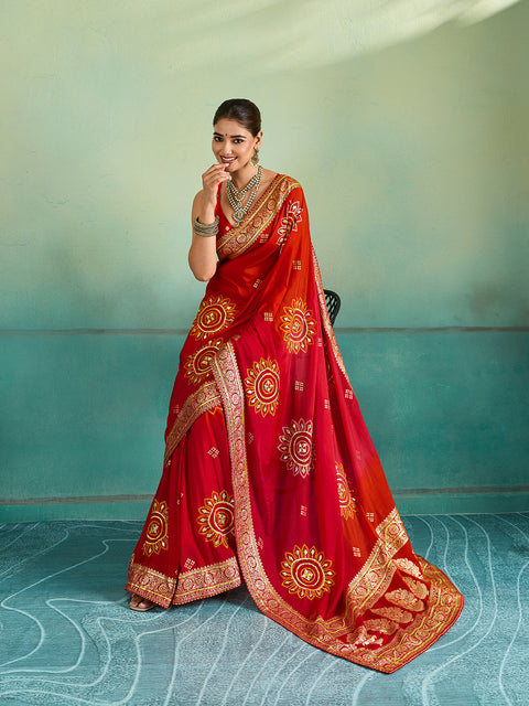 Buy New HO Silk Banarasi Style With Gotapatti Saree