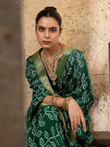 KcPc New Casual Moss Chiffon Bandhani Style Saree Collection KDN