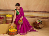 KcPc New arrival Pure ojariya Chinon Beautiful Zari border Pallu saree,MAHA