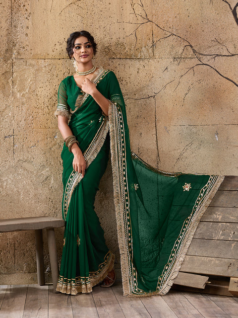 Buy Elegant Pure Georgette Saree with Gota Patti Work Kcpc