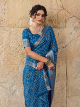  Cotton silk Ajrakh style Saree under 1000