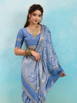 KcPcSpecial Batik Sanganeri Print Banarasi Border Saree STL