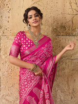 KcPc New Cotton silk Ajrakh style With Ajrakh HandPrint Work Saree STL