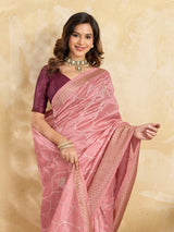 Cotton Silk Gotapatti Work Saree peach colour under 1000