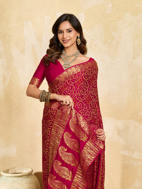 Buy Bandhani Style Saree With Traditional Wear