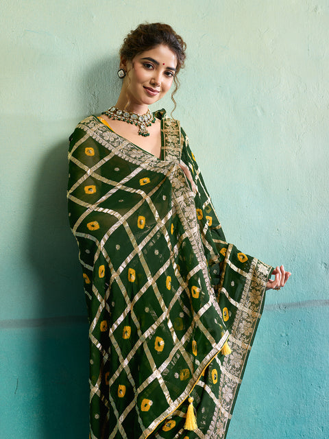 KcPc New Lightweight Casual Georgette Saree in Bandhani Style CHAND