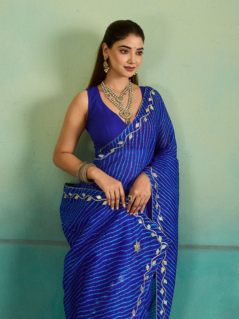 Buy Leheriya Style With Gotapatti Work Saree