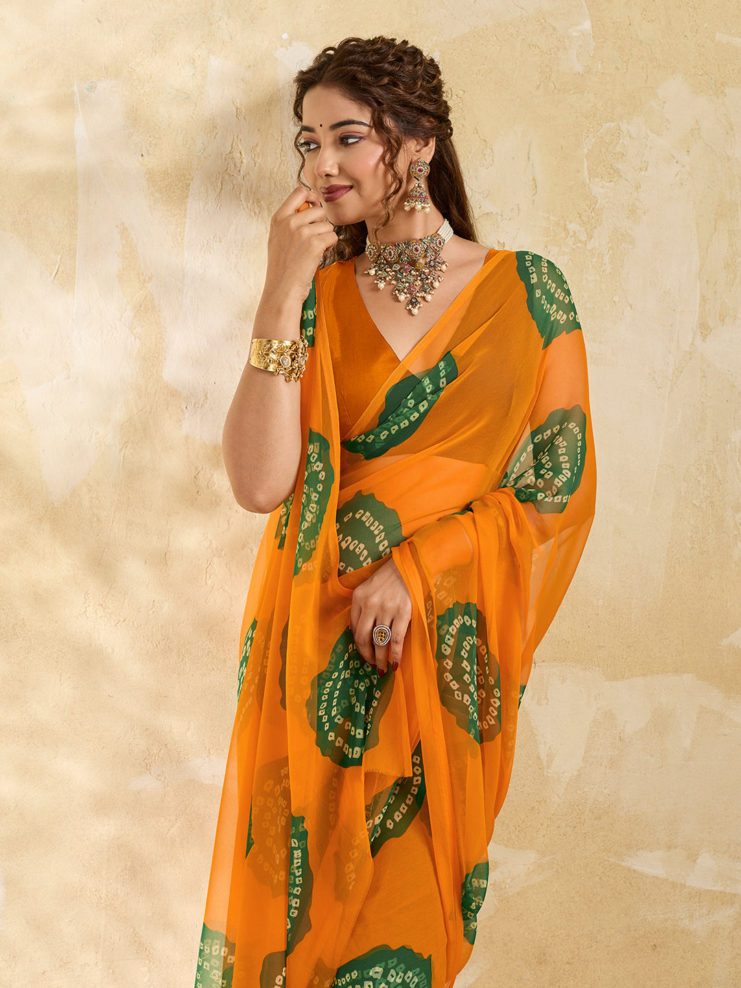 Rajwadi Bandhani Style saree under 500
