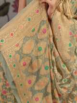 KcPc Traditional Royal Meenakari Pure Khaddi Georgette Saree for Women