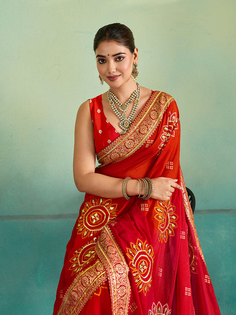 Buy New HO Silk Banarasi Style With Gotapatti Saree