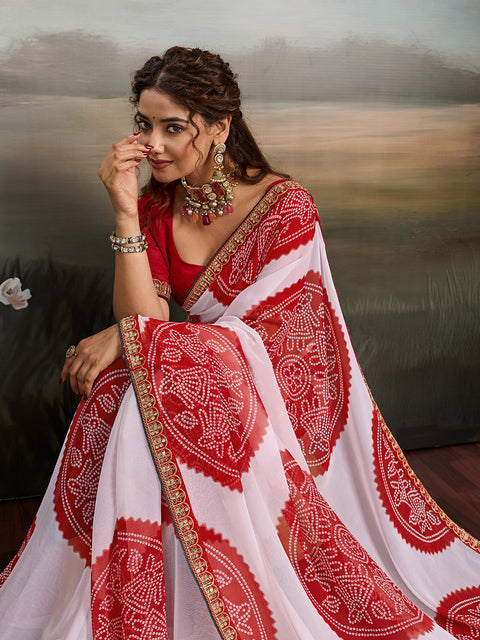 Buy New Premium Bandhani Saree Fine Tari Work Detailing KcPc