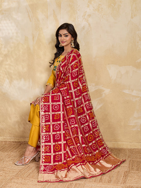 KcPc Premium Bandhani Modal Gaji  Silk Dupatta for Traditional Wear MEG