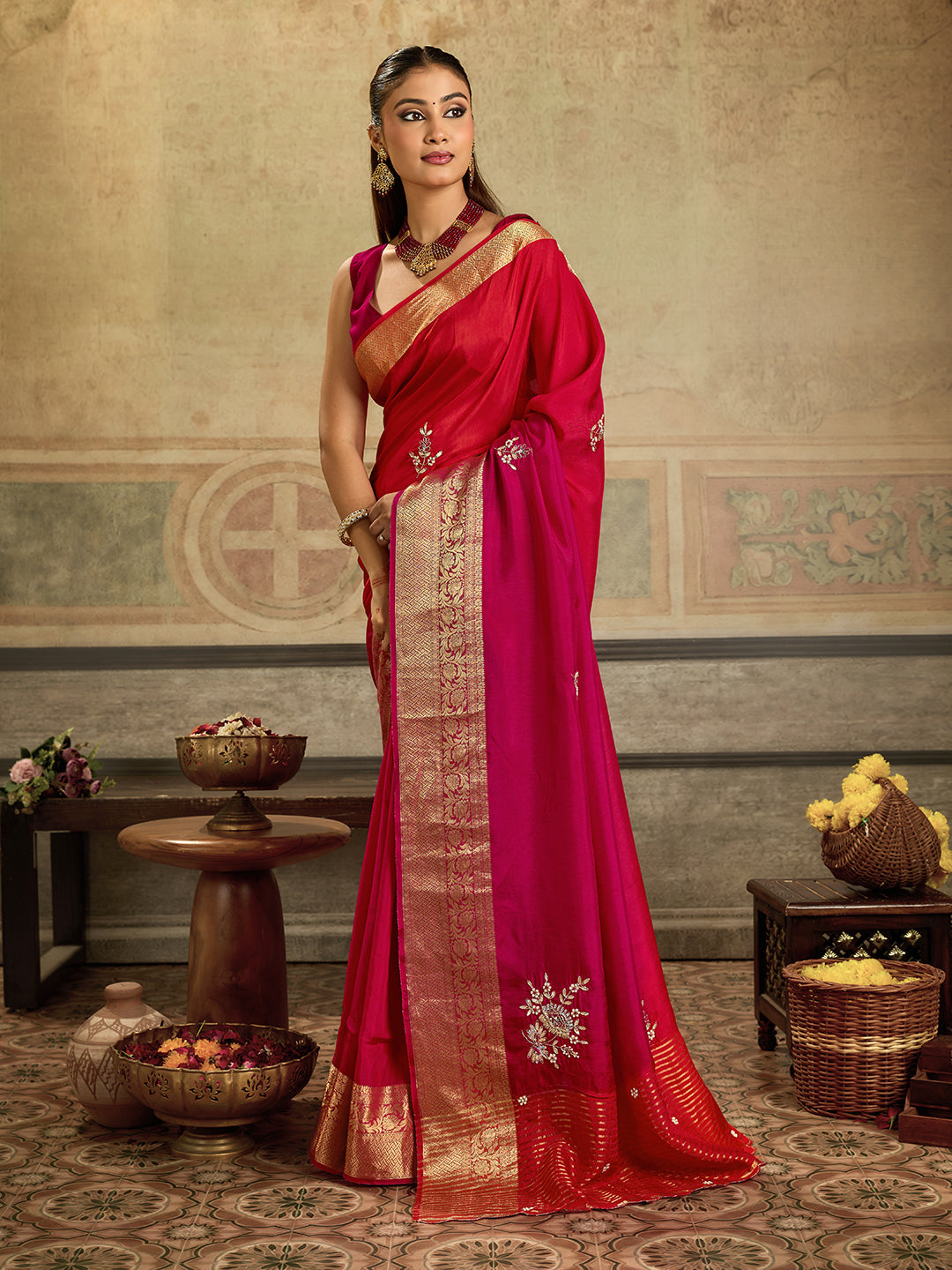 KcPc New Beautiful H O Silk Banarasi Style With Zardoji Work Saree AMT