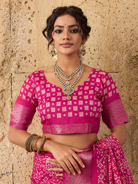 KcPc New Cotton silk Ajrakh style With Ajrakh HandPrint Work Saree STL