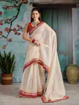 KcPc New Embroidery Bandhani Border Kota Doria Saree SWA