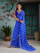 KcPc Premium Georgette Leheriya Saree with Peturn Work SWA