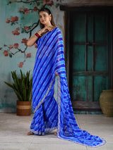 KcPc Premium Georgette Leheriya Saree with Peturn Work SWA