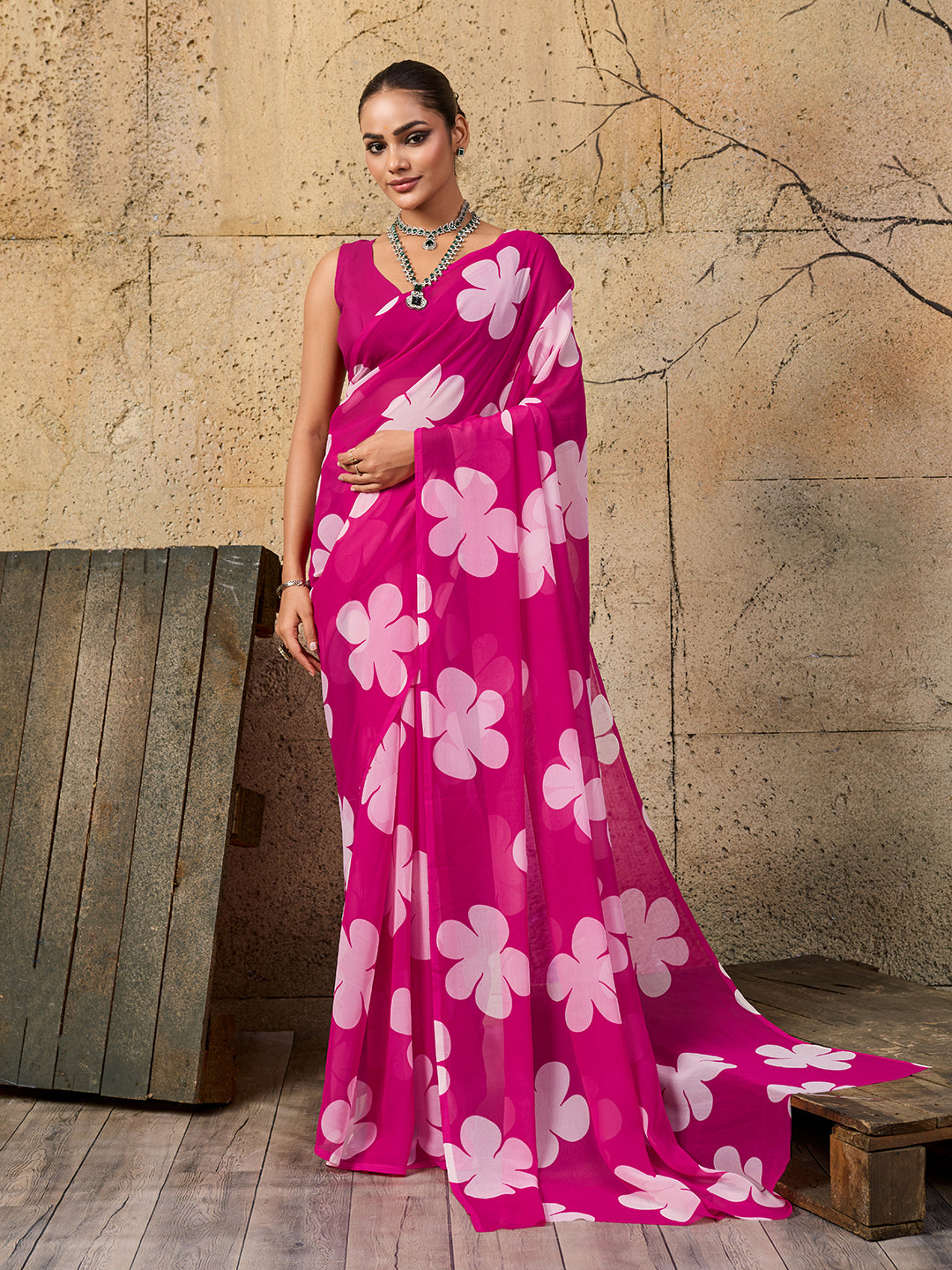 KcPc Latest New Pure Georgette Flower Printed Style Saree SUN