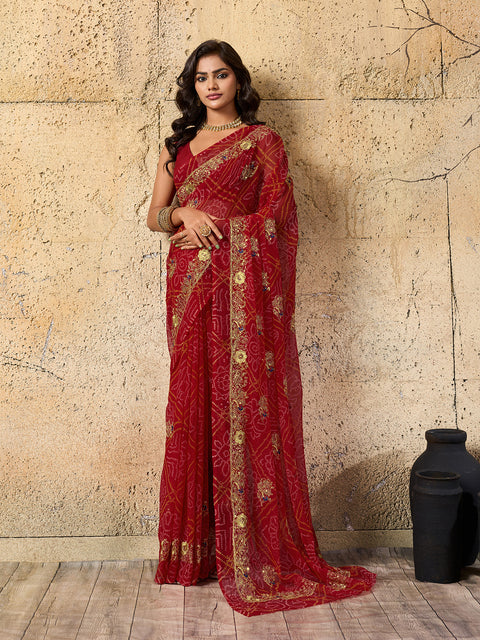 Buy latest Royal Bandhani Georgette Saree With Wedding Wear