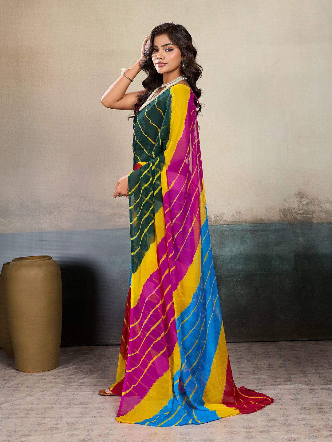 Buy New Chiffon Leheriya Style With Casual Wear Saree