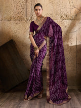 KcPc New Soft Moss Chiffon Bandhani Saree for Everyday Casual Wear KDN