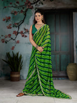 KcPc Beautiful Georgette Leheriya Style Saree with Peturn Work SWA