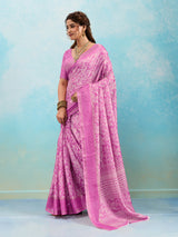 KcPc New Batik Sanganeri Print Banarasi Border Saree STL
