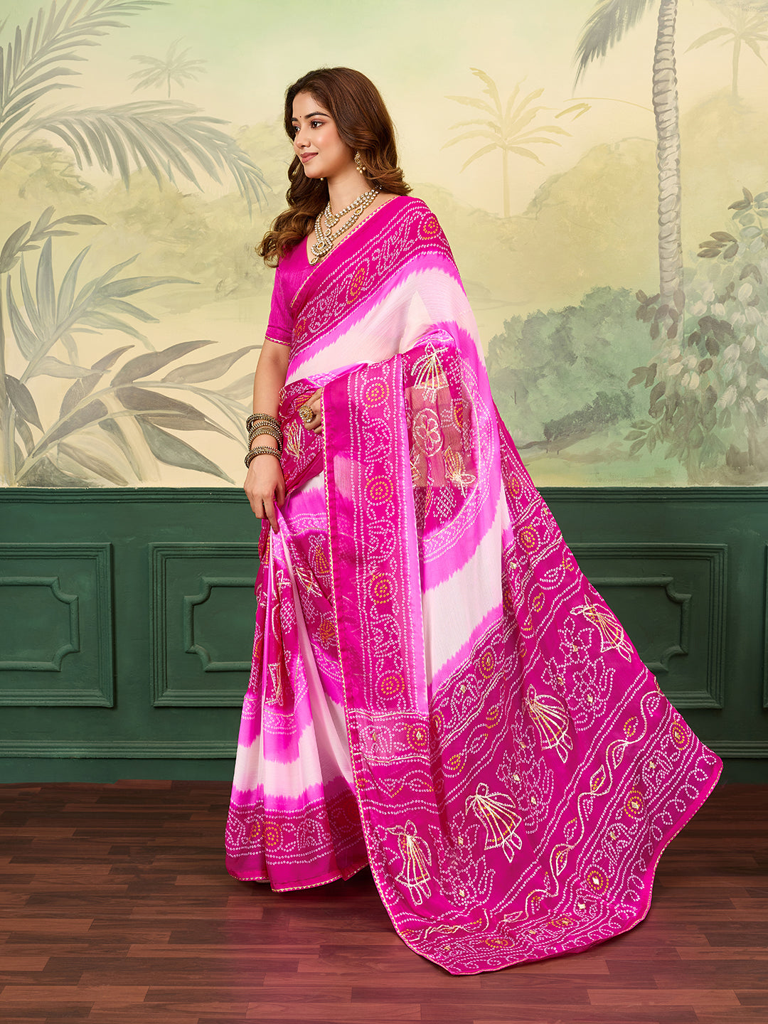 KcPc New Premium Georgette Saree with Beautiful Gotapatti DetailingPDM